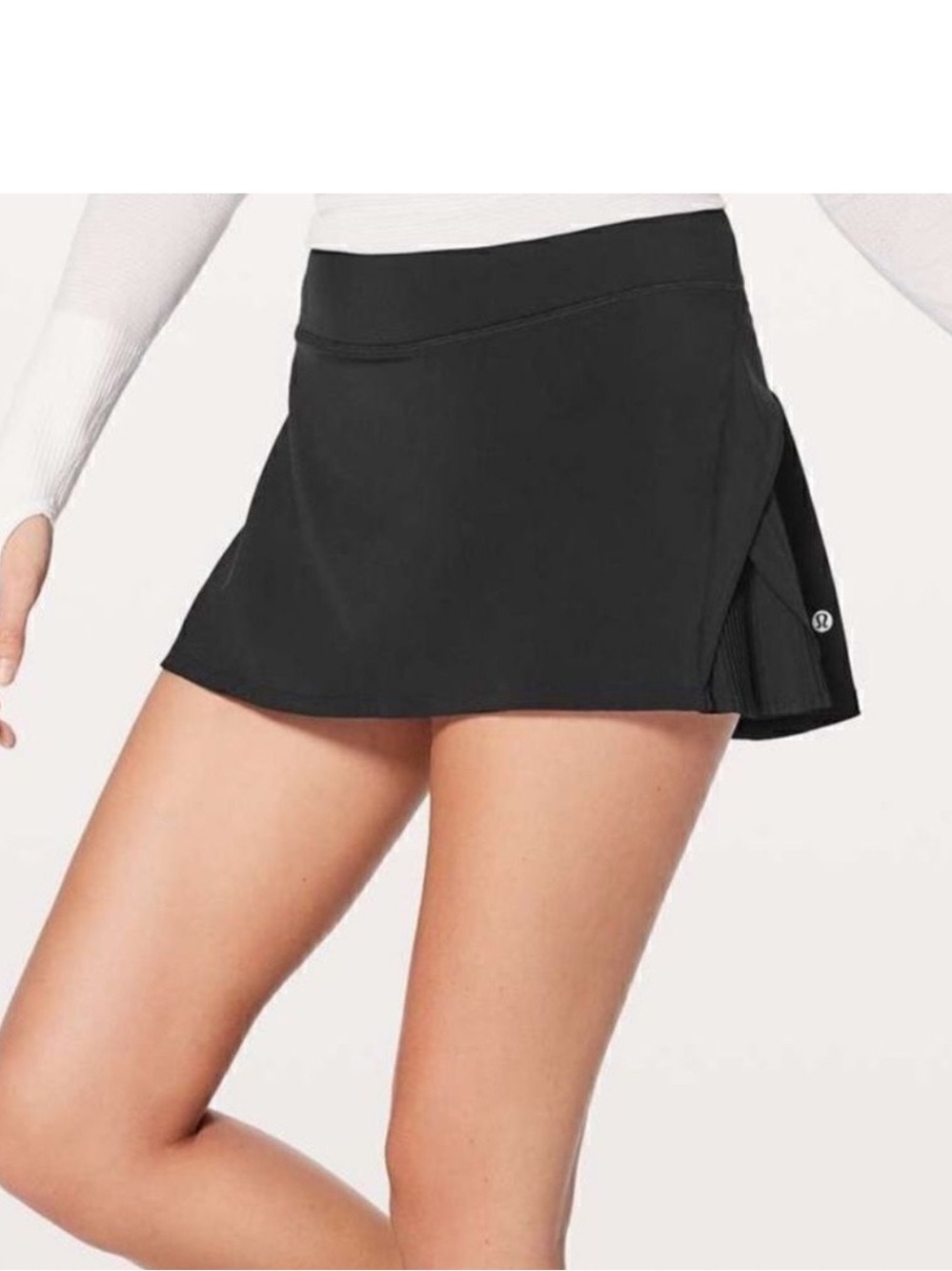 Lululemon Play off the Pleats Skirt Size 8 Black Lined Run Tennis Skort Mid Rise